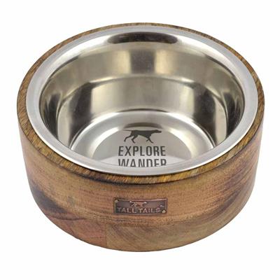 Tall Tails Dog Stainless Steel Bowl Wood